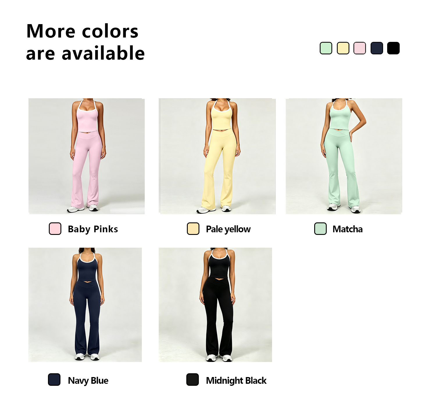 OEM ODM Quick Dry Women Spaghetti Straps Fitness Top with Flared Pants Wholesale Soft Gym Yoga Clothes High End Lady Sportswear