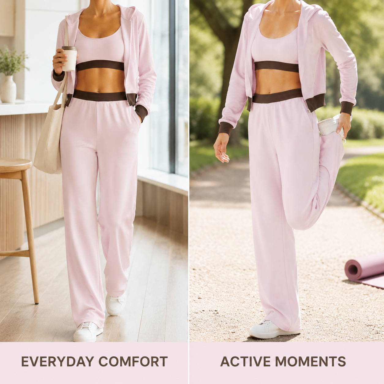 Custom logo Workout Fitness Sports Outfit Contrasting Colors Leisurewear Casual Activewear Recycled Fabric Manufacturer Set