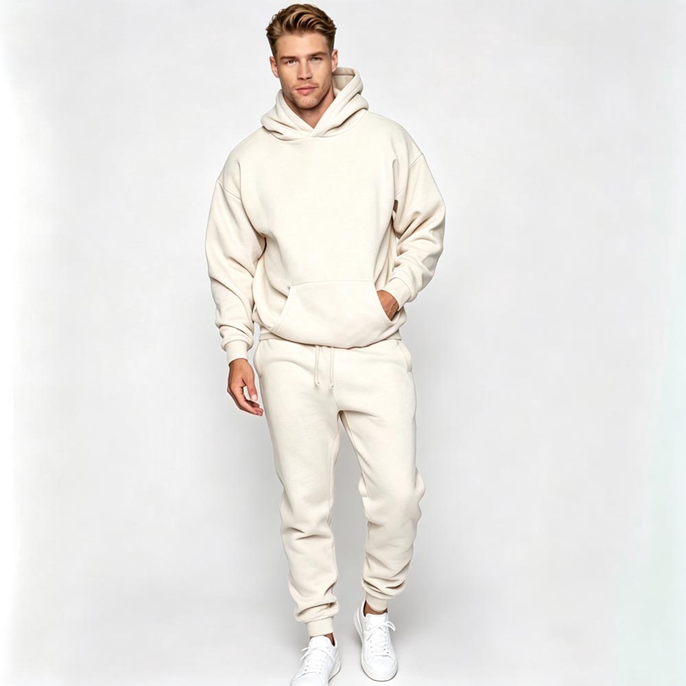Custom Eco-Friendly Cotton Sports Plus Size Men Jogger Sweatsuit Gym Plain Fleece Winter Pink Jogging Hoodies Mens Tracksuit Set