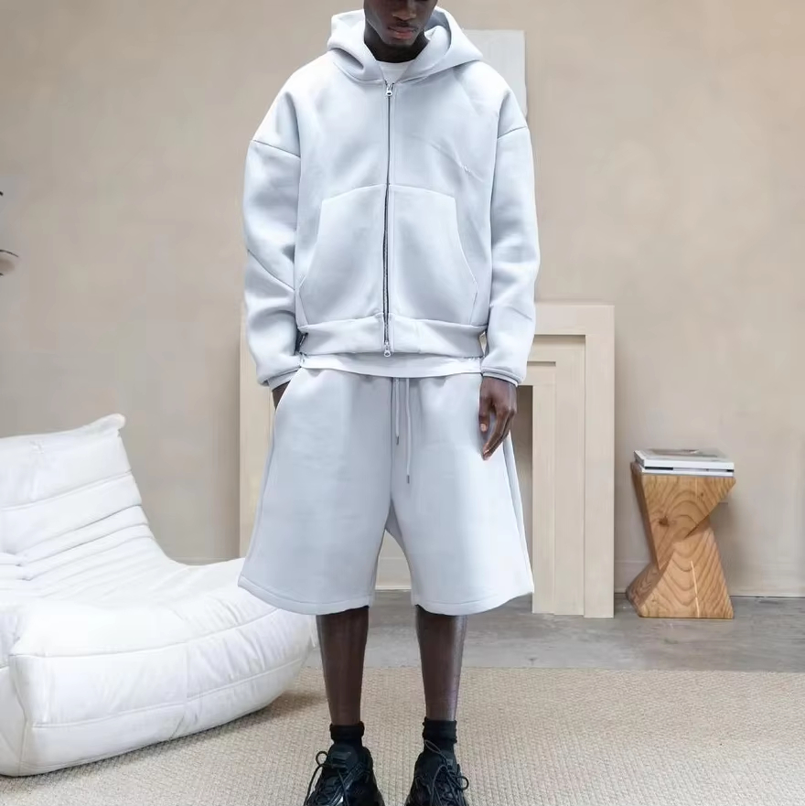 Custom Oversized Boxy Heavyweight 500 Gsm Blank Cotton High Quality Sweatpants and Zip up Hoodie Set Tracksuits for Men