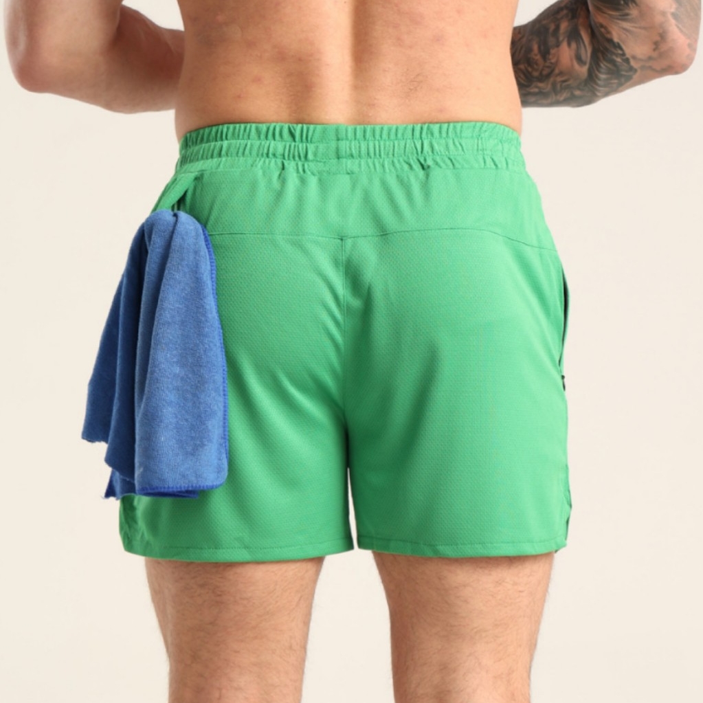 HONFIT 100%Polyester Casual Sports Men's Shorts Outdoor Running Training Short Pants Elastic Waist Gym Fitness Shorts For Men