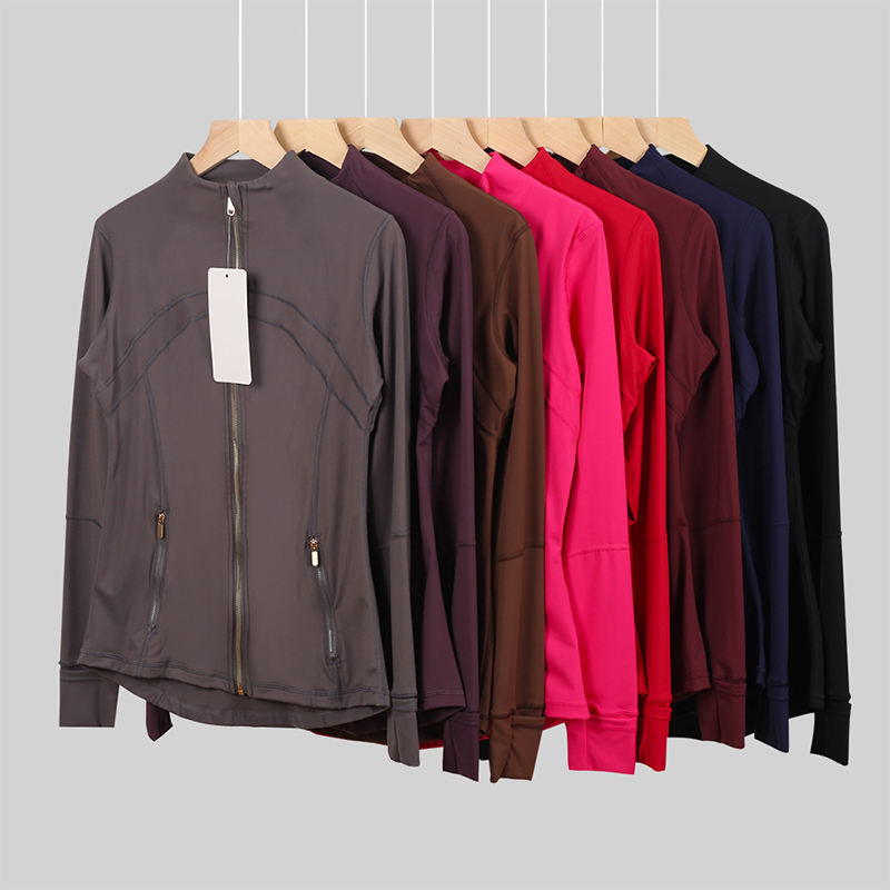 Custom Logo Women Running Gym Jacket Elastic Waist Quick Dry Breathable Athletic Sportswear Zipper OEM Wholesale Workout Tops