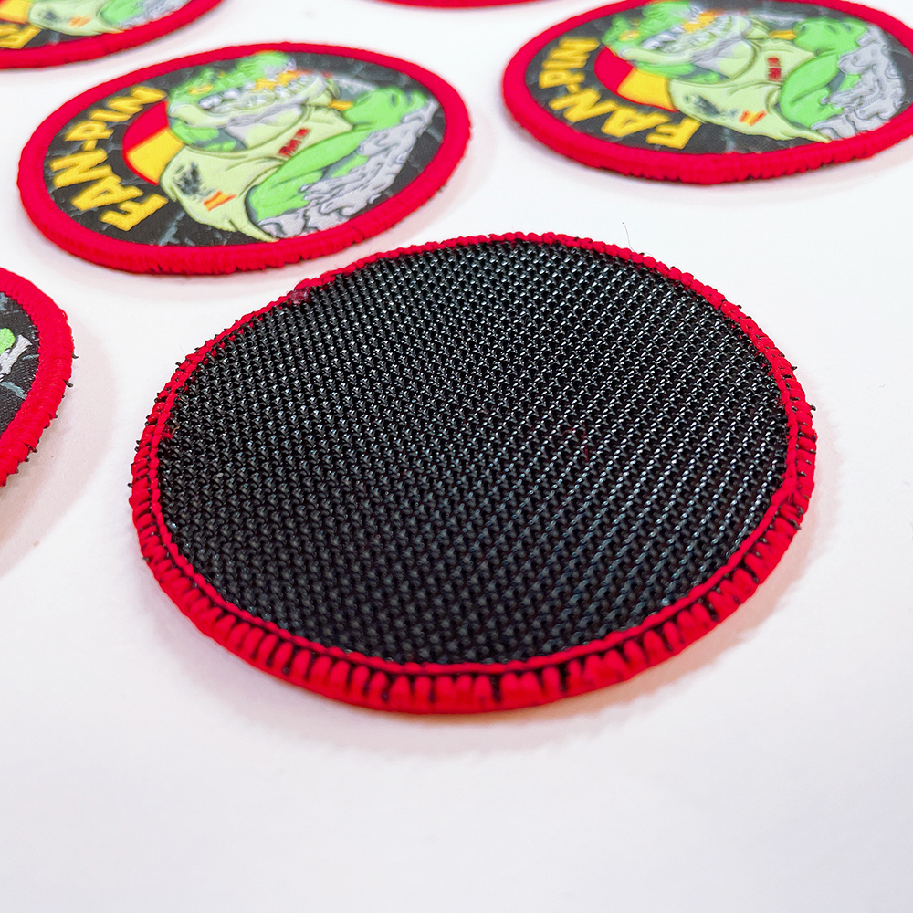 High Density Custom Iron on Woven Patches logo Badges with Merrow Border