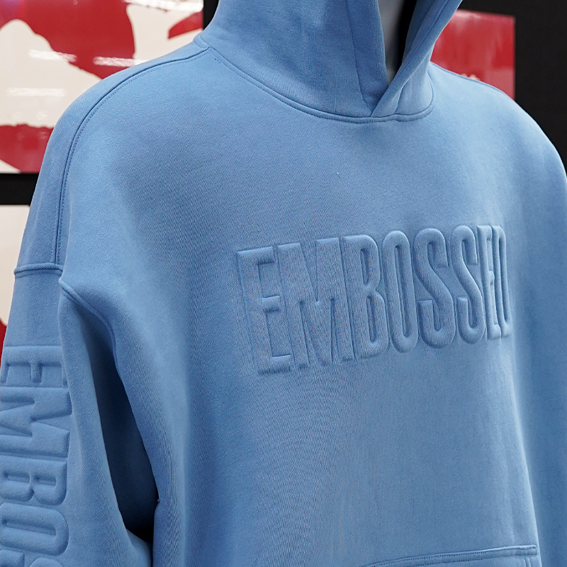 Wholesale Unisex Heavyweight Fleece Oversized 3D Embossed Hoodie with Custom Logo Streetwear Essential Pullover Hoodie for Men