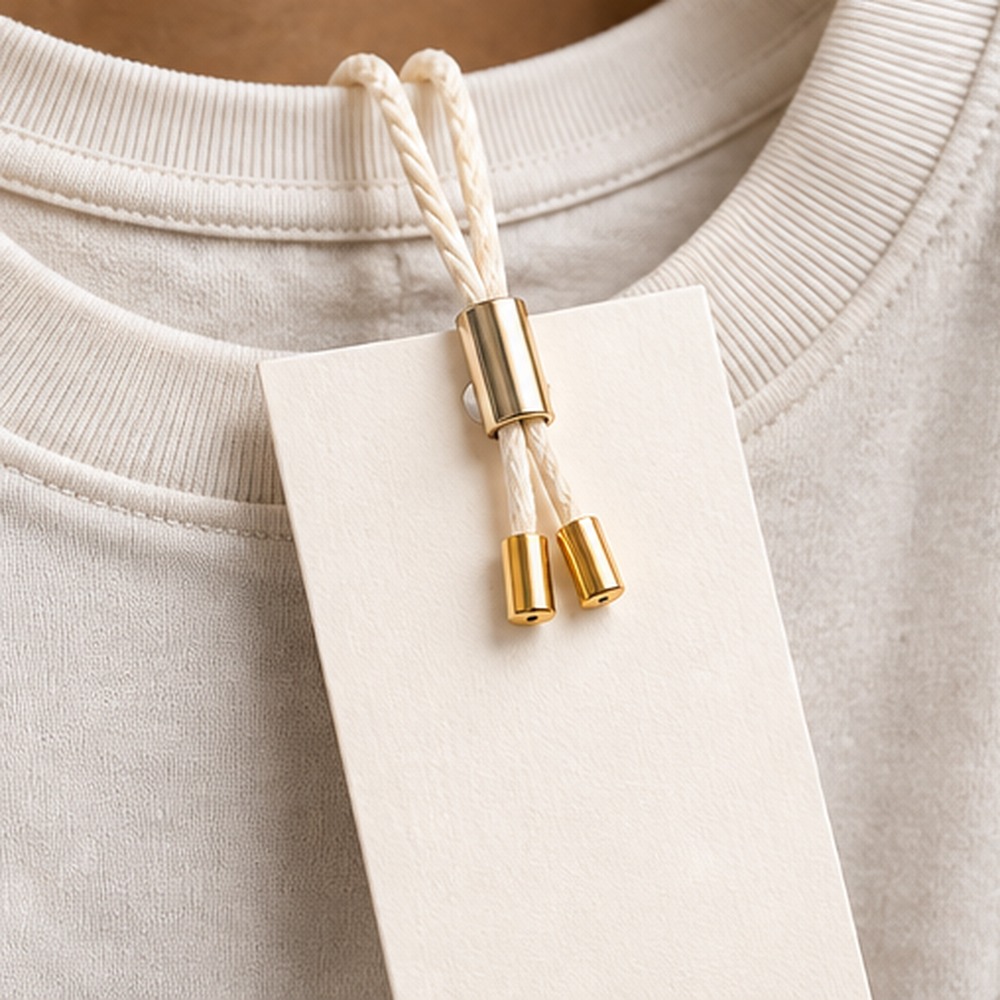 Custom Gold Metal Cord Hang Tags with Cotton Rope for Clothing, Garments, Bags &amp; Fashion Accessories