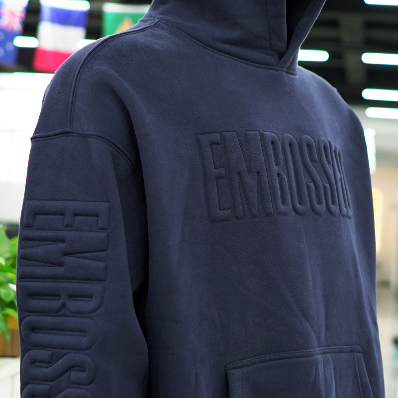Wholesale Unisex Heavyweight Fleece Oversized 3D Embossed Hoodie with Custom Logo Streetwear Essential Pullover Hoodie for Men