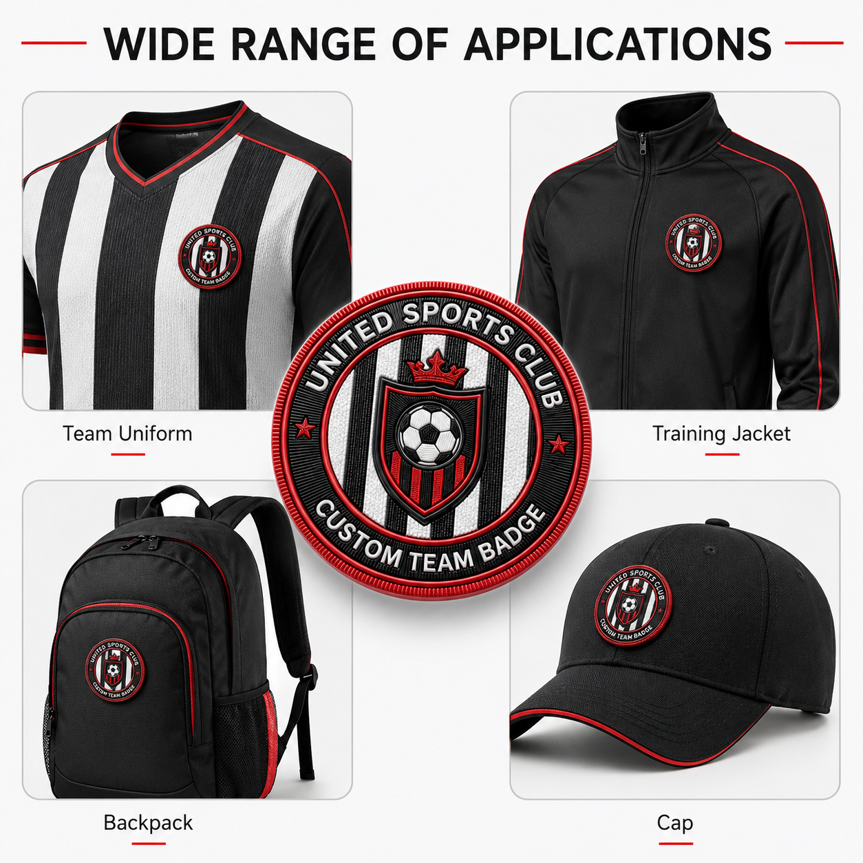 3D Embossed TPU Heat Transfer Labels For Clothing Hats Sport Brands Team Logo Patches &amp; Custom Circle Design