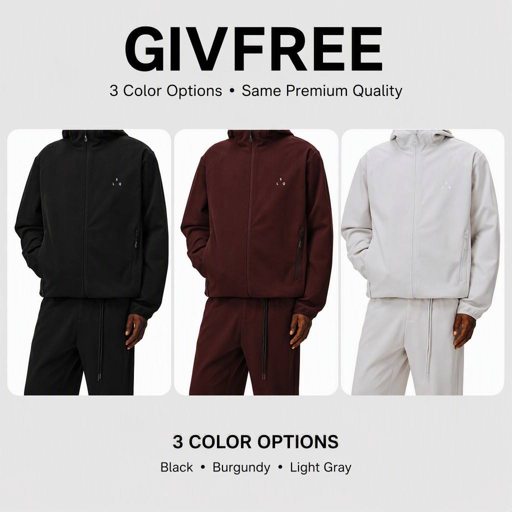GIVFREE Men's Lightweight Windbreaker Jacket Sports Training Running Outerwear Full-Zip Athletic Jacket 3 Color Options OEM ODM