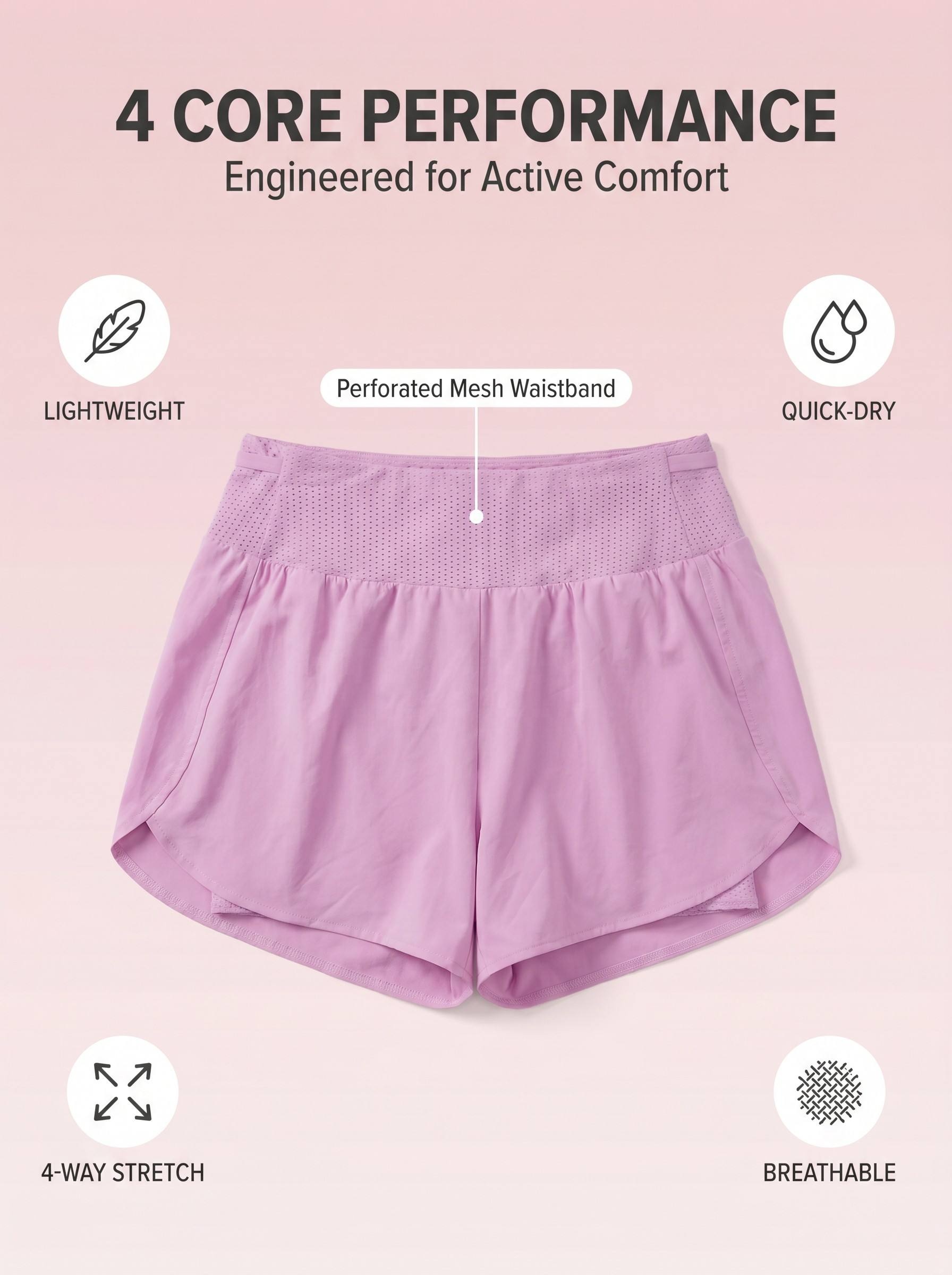 Custom Women's High Waist 2-in-1 Running Shorts Quick Dry Breathable 4-Way Stretch Fitness Gym Shorts