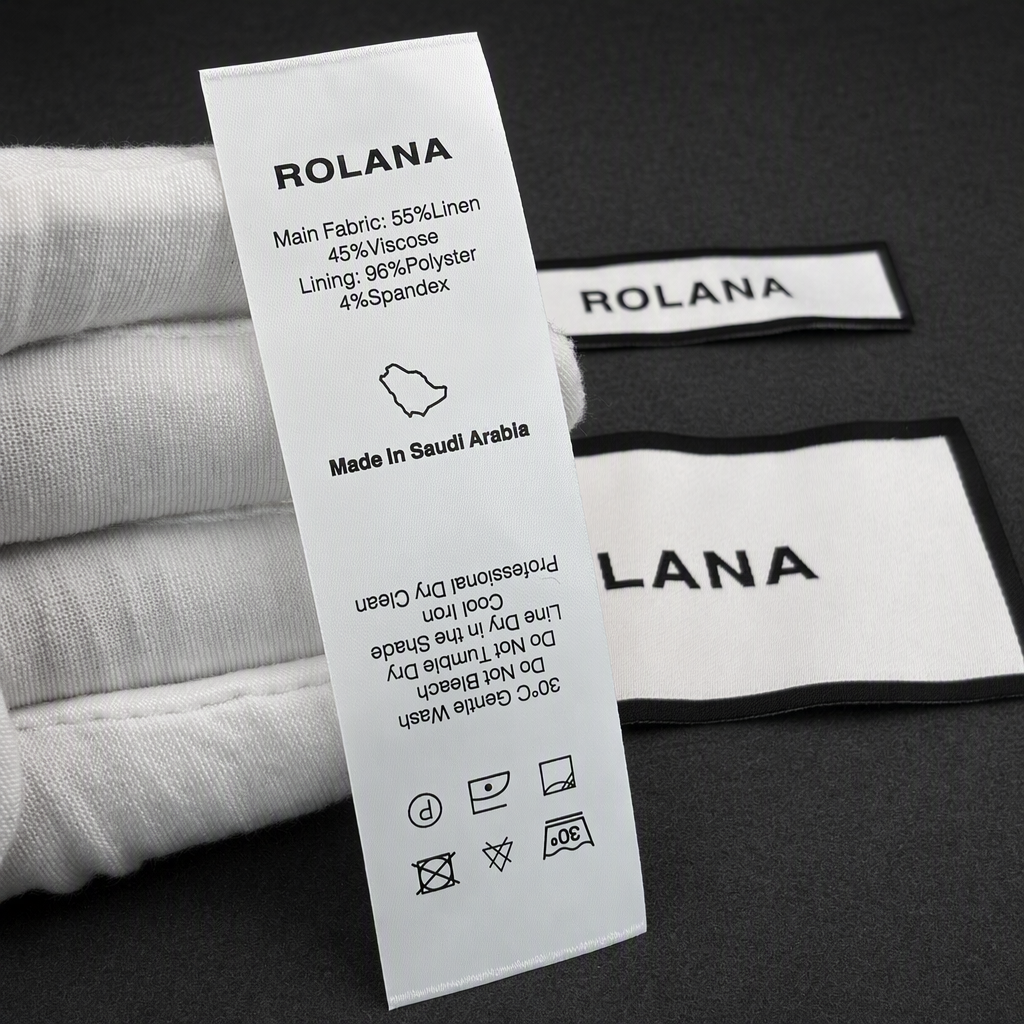 Complete Set Custom Polyester Clothing Tags Woven Laser Cut Labels Hang Tags Care Labels Luxury Garment Branding Kit One Stop