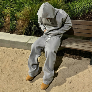 OEM ODM Factory Manufacturer Custom Acid Wash Cotton Blank Loose Hoodie And Sweatpants Set Heavyweight Sweatsuit Tracksuit