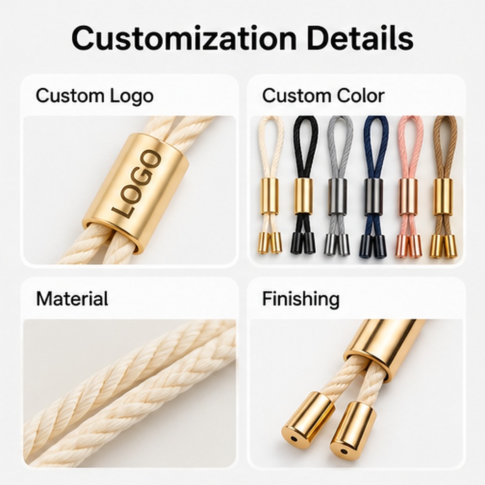 Custom Gold Metal Cord Hang Tags with Cotton Rope for Clothing, Garments, Bags &amp; Fashion Accessories
