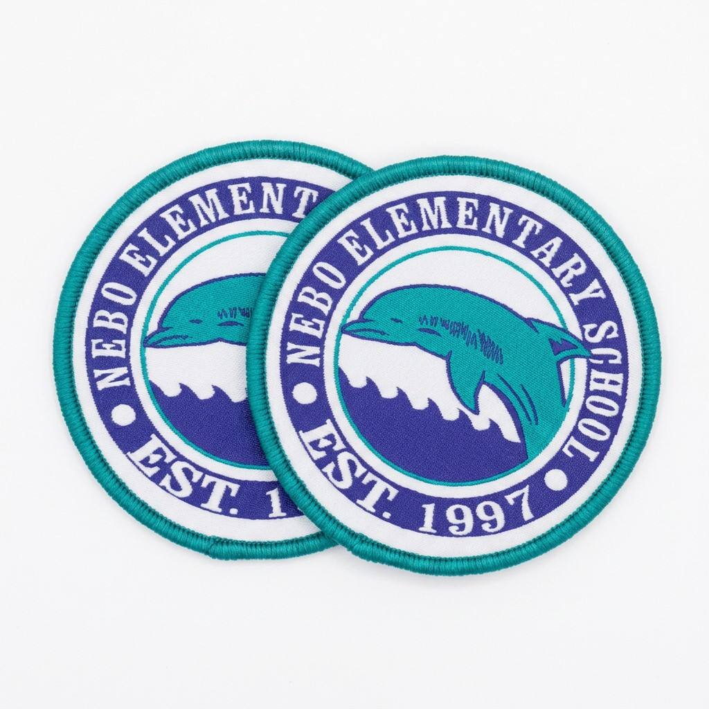 Custom Round Full Embroidered School Badge Patches Iron on Sew on Woven Badges for Uniform Jackets Hats Bags