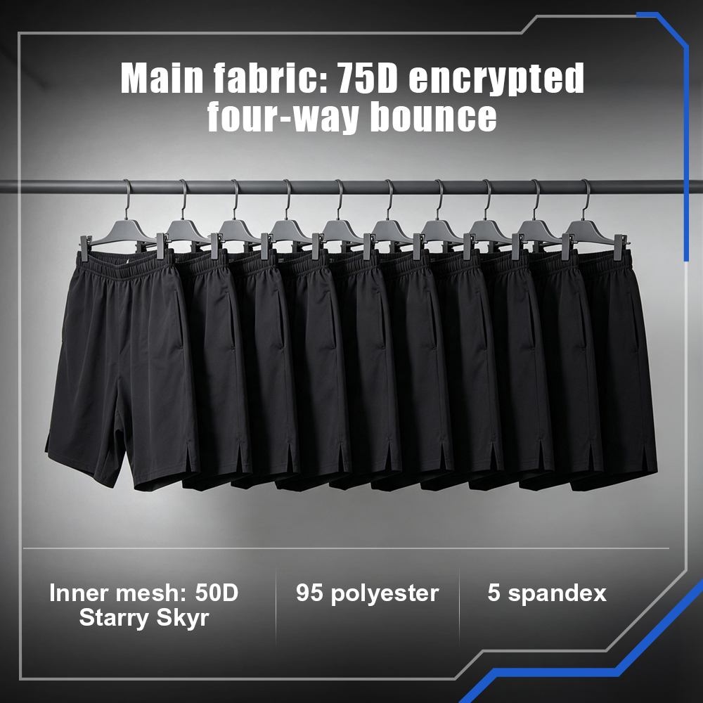 OEM Men's Athletic Gym Running Shorts 75D 100g Polyester Spandex 3M Reflective Breathable MOQ100