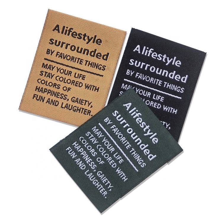 Custom Name Logo High Density Damask Main Clear Letter Woven Clothing Hem Care Instruction Tags Fold Labels for Clothes