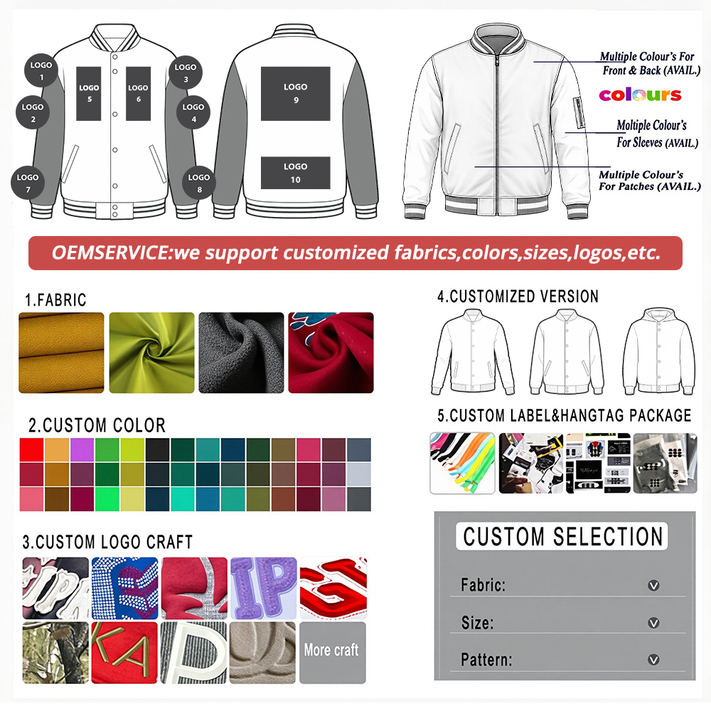 2026 New Style Personalized Bomber Varsity Men's Jacket Custom Embroidery Name Number Baseball Windbreaker Jackets