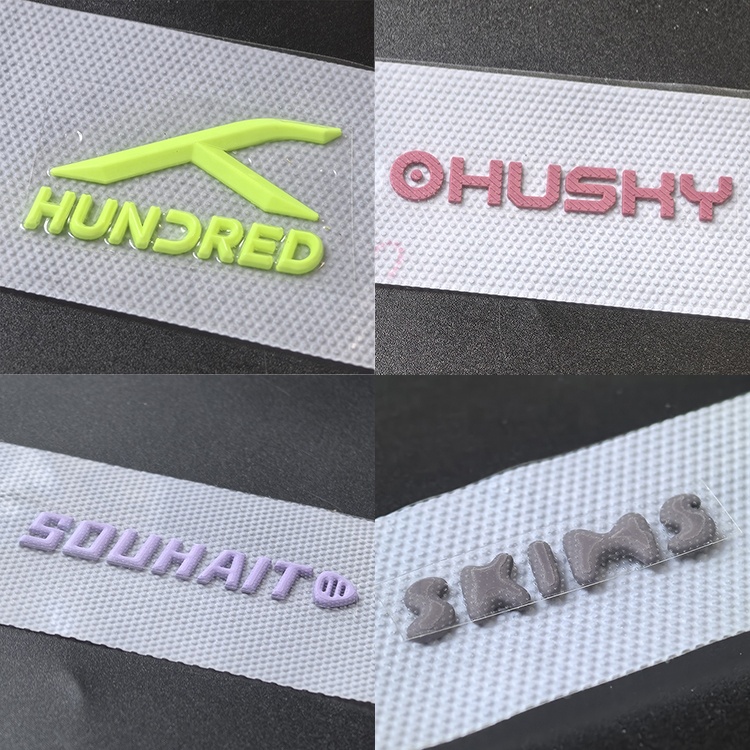 Custom Brand Luxury Clothing 3D Silicone Logos High Density Soft Iron On Heat Transfer Patches For T-shirt
