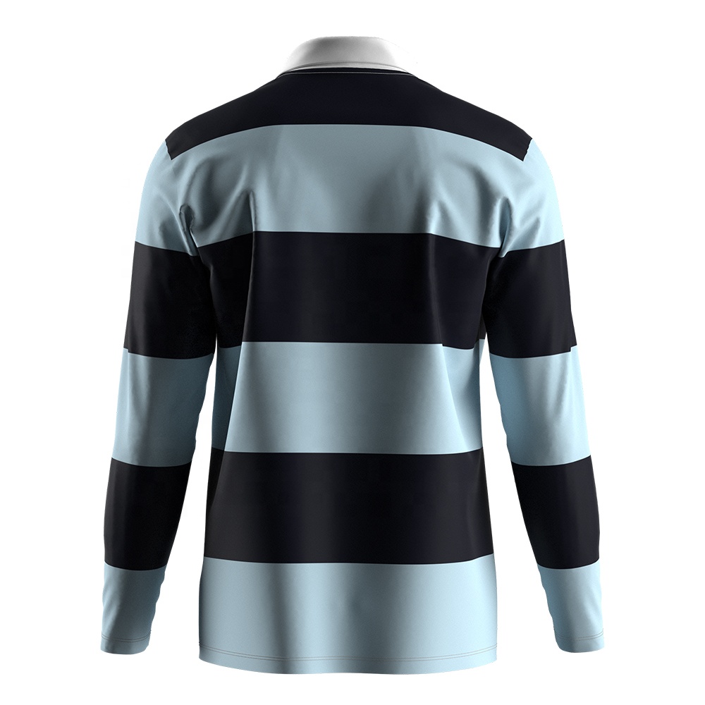 Striped Rugby Polo Shirt With 3-Button Breathable Stretch Reinforced Seams For Sports And Leisure