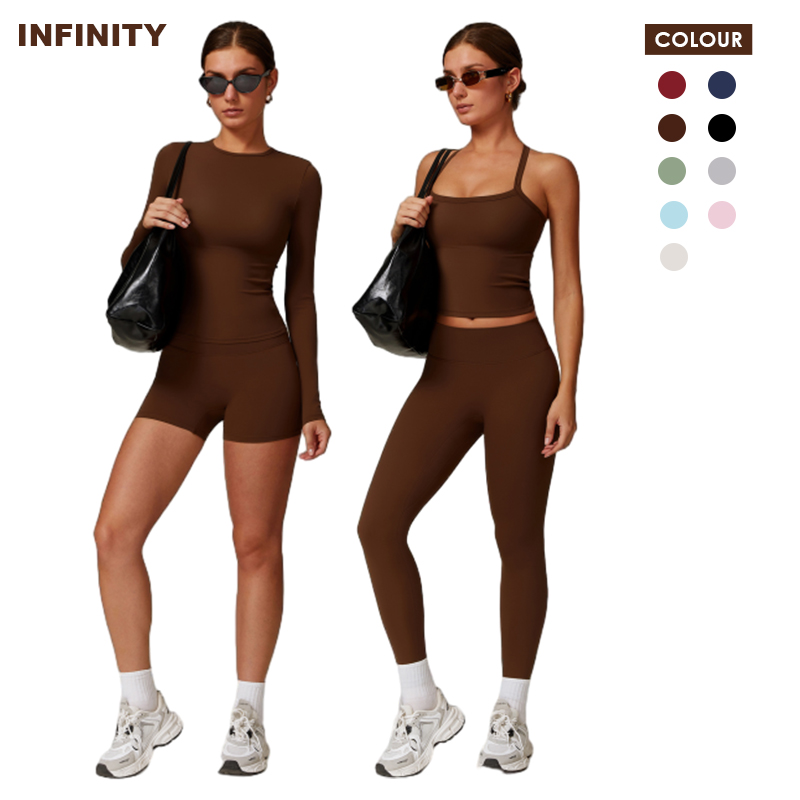 Custom Logo High Quality Solid Color Yoga Short Sleeve Long Sleeve Sportswear Quick Dry Women Sport Yoga Set