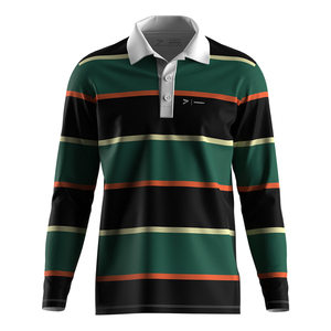 Athletic Fit Striped Rugby Polo Shirt