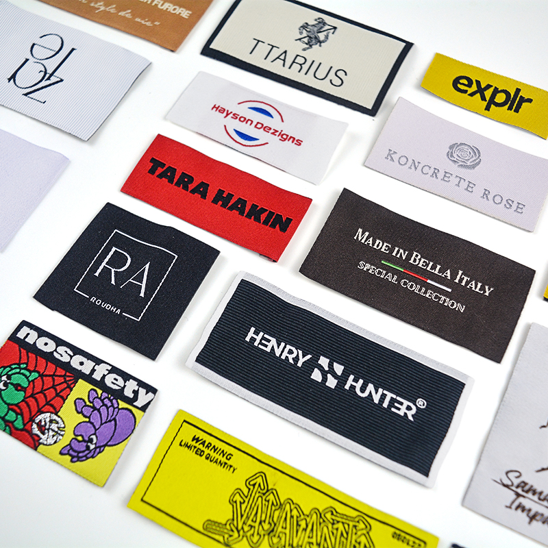 End Fold Woven Garment Label Twill Care Clothing Tag Custom Private Logo Cotton Printed Labels Clothes Etiquetas Personalizadas
