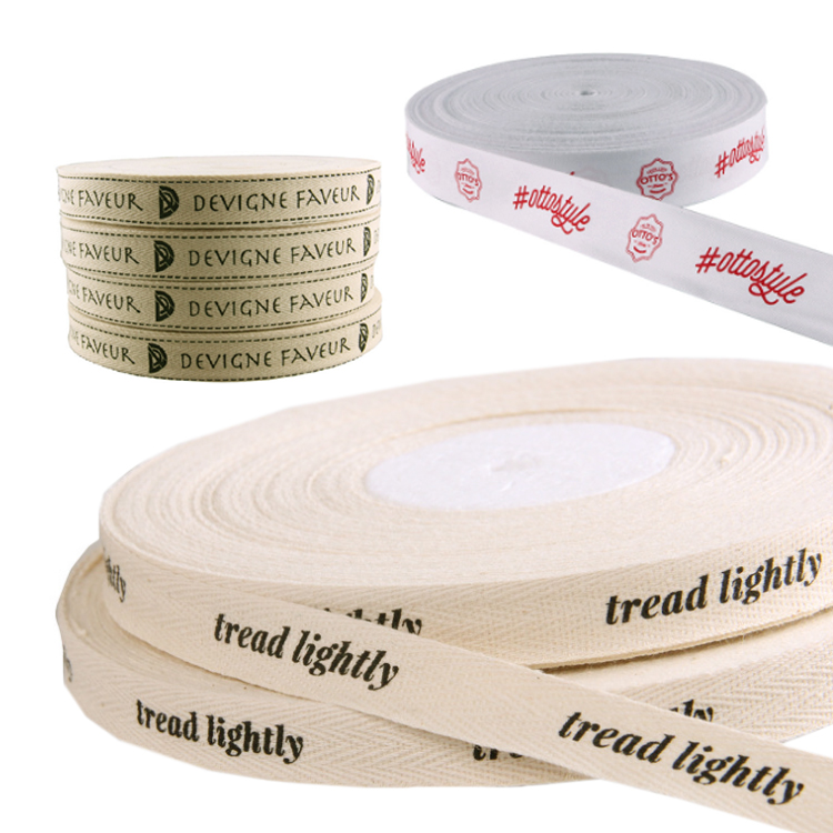 Custom Printed Brand Name Logo Labels Cotton Neck Tape