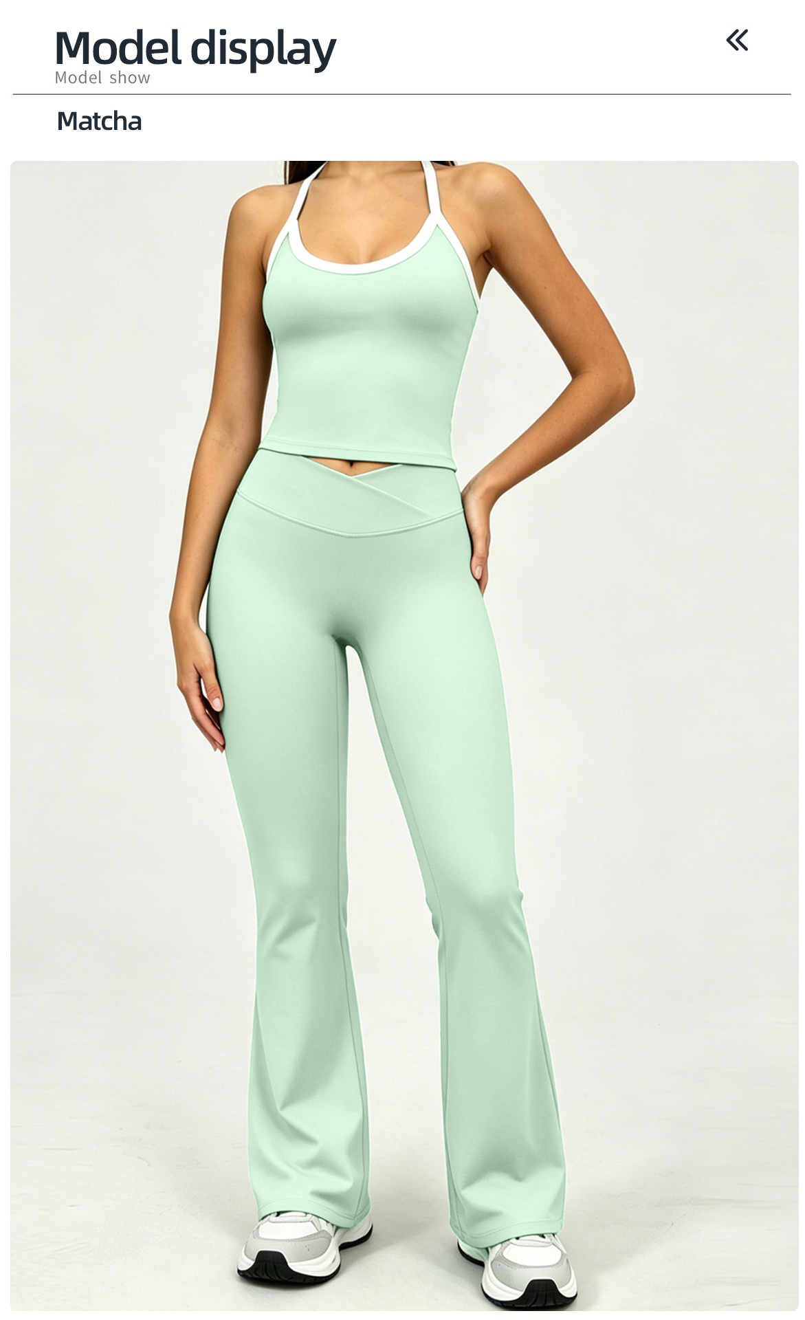 OEM ODM Quick Dry Women Spaghetti Straps Fitness Top with Flared Pants Wholesale Soft Gym Yoga Clothes High End Lady Sportswear