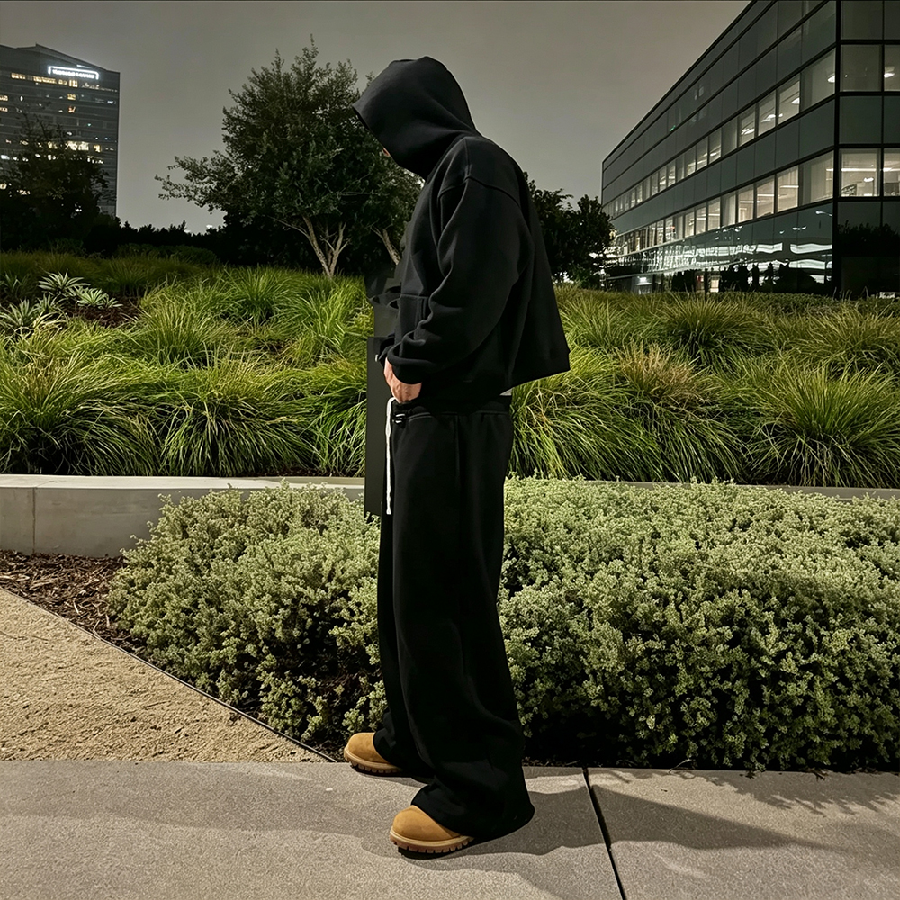 OEM ODM Factory Manufacturer Custom Acid Wash Cotton Blank Loose Hoodie And Sweatpants Set Heavyweight Sweatsuit Tracksuit