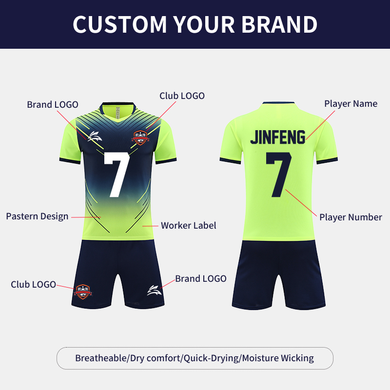 Wholesale Custom Football Kits Full Set Soccer Kit Breathable Jersey Soccer Player Version Gym Set for Men