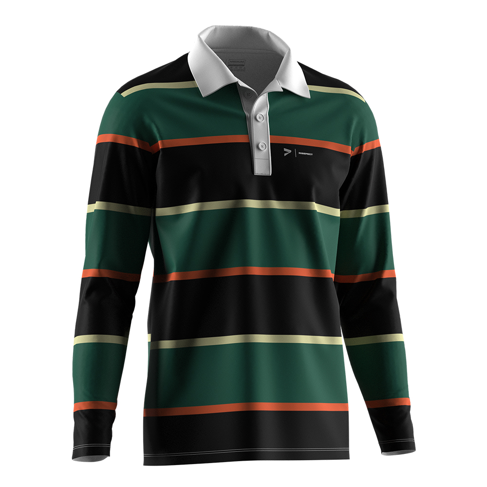 Stylish Striped Rugby Polo Shirt Sweat Resistant Fabric Athletic Fit For Training And Outdoor Activities