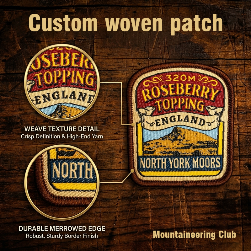 Custom Woven Patches for Outdoor Adventure Teams Logo Mountaineering Club Badges Woven Tags