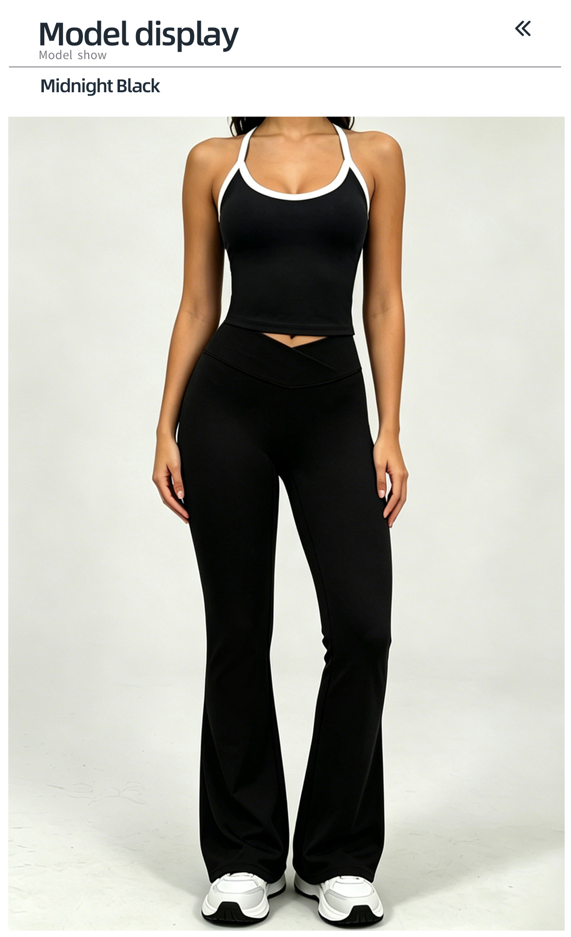 OEM ODM Quick Dry Women Spaghetti Straps Fitness Top with Flared Pants Wholesale Soft Gym Yoga Clothes High End Lady Sportswear