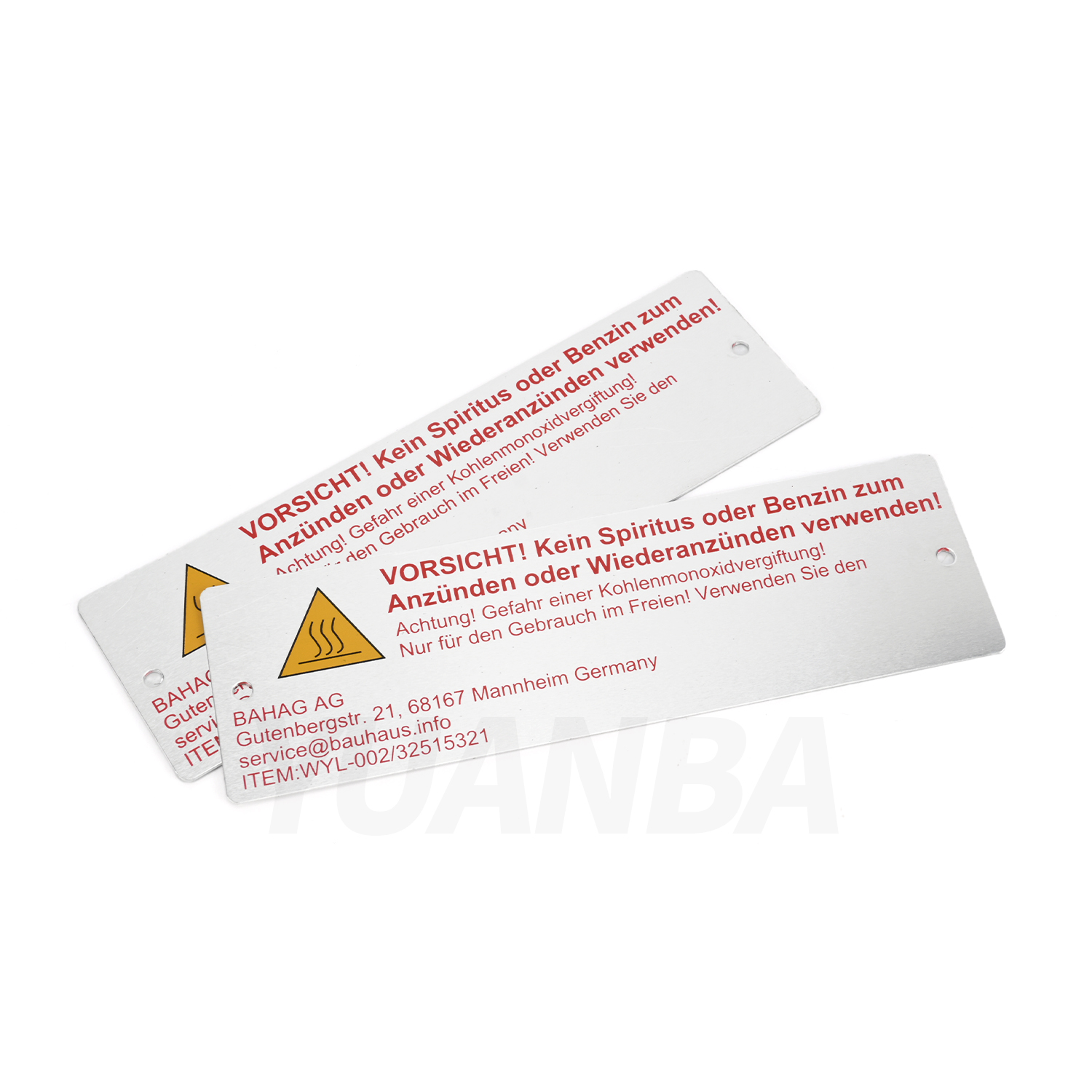 Metal Nameplate Sample 3