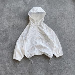 Custom Marble Print Polyester Waterproof Hooded Jacket Thin Windbreaker Full Zip Front Pocket Unisex Outdoor Streetwear Spring