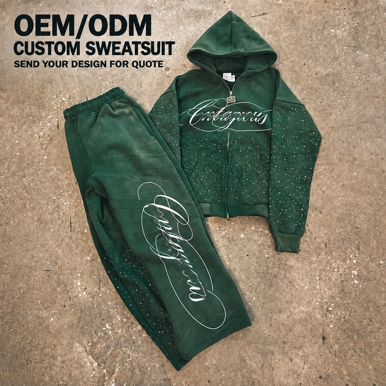Custom 100% Cotton French Terry Acid Wash Sweat Suits Zip up Sun Faded Tracksuits 2 Piece Sets Hoodie and Sweatpants Jogger Sets