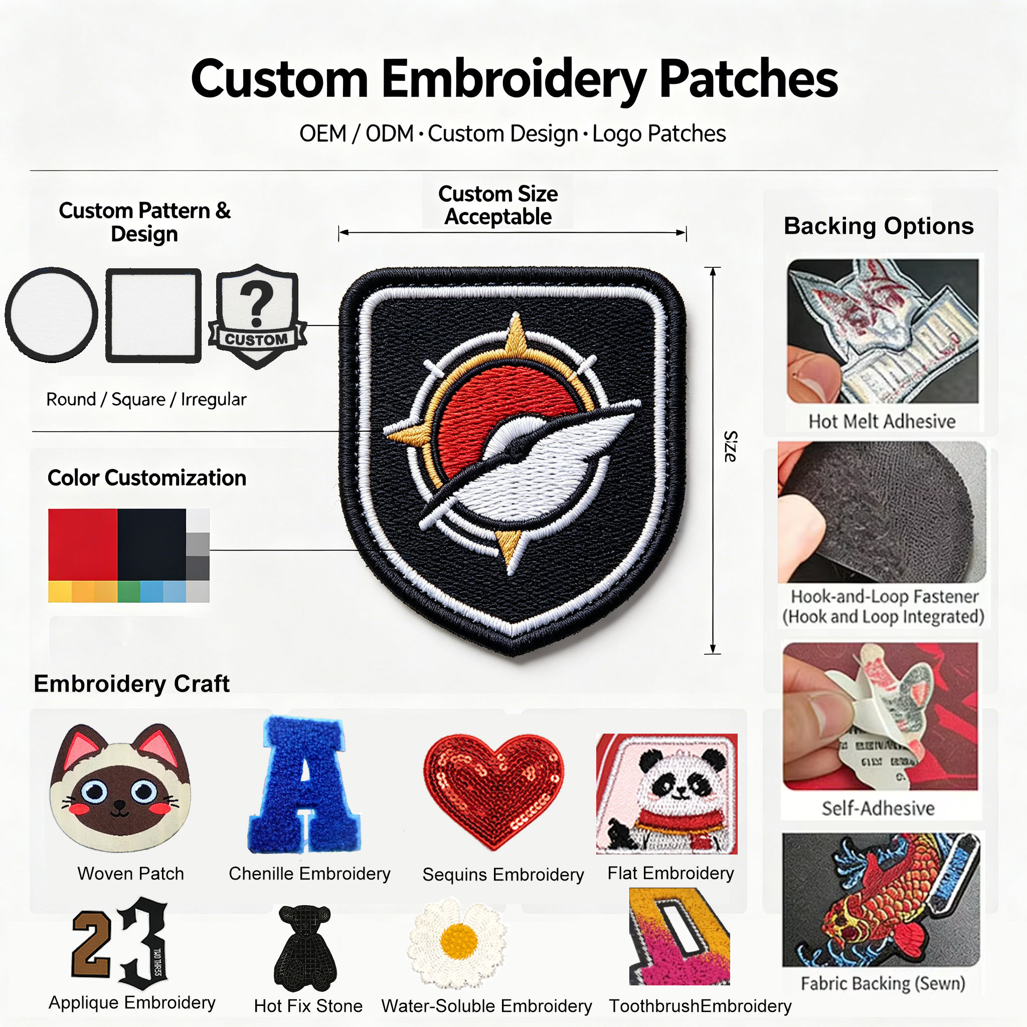 Custom Logo Design Die Cut Embroidered Patch Embroidery Badge Sew On Iron On Custom Embroidery Patch For Apparel Cap Bag