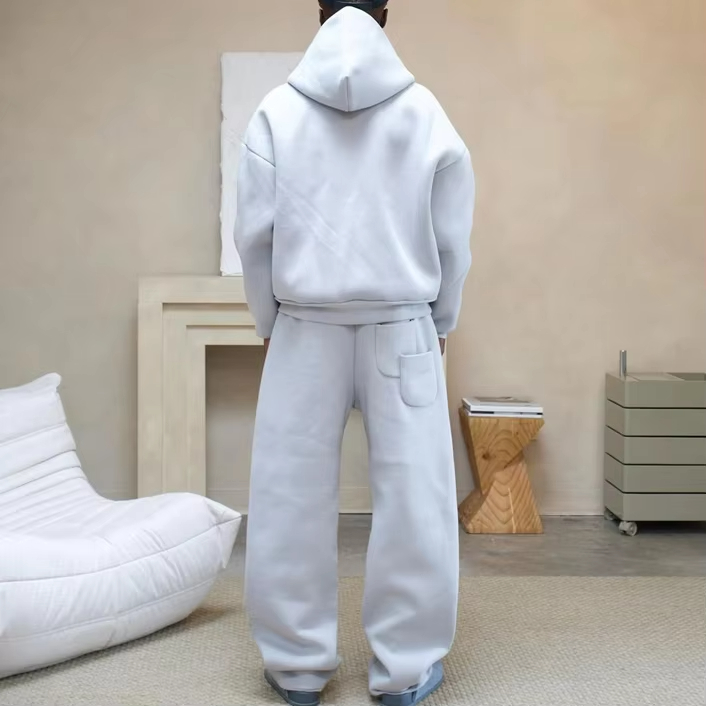 Custom Oversized Boxy Heavyweight 500 Gsm Blank Cotton High Quality Sweatpants and Zip up Hoodie Set Tracksuits for Men