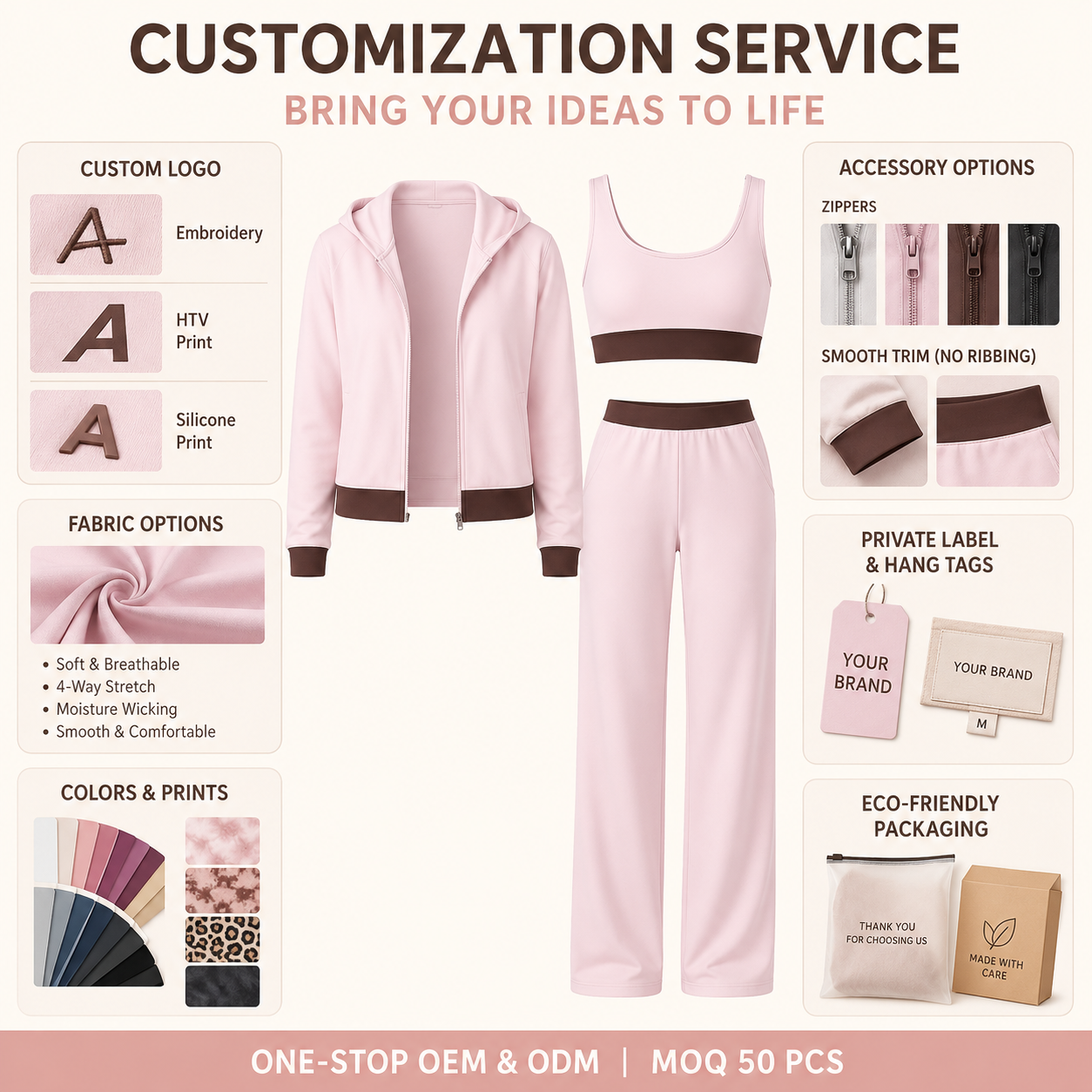 Custom logo Workout Fitness Sports Outfit Contrasting Colors Leisurewear Casual Activewear Recycled Fabric Manufacturer Set