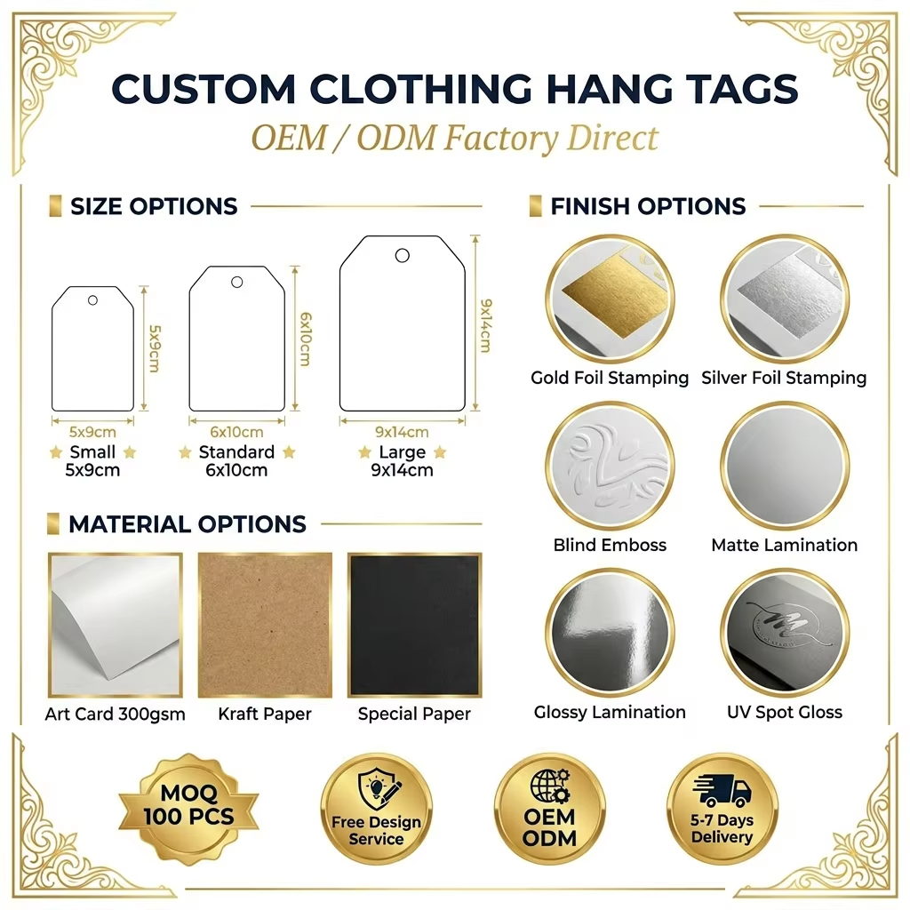 Custom Arched Hang Tags | Oatmeal Cotton Paper | Deep Debossed Logo | Garment Clothing Labels OEM Low MOQ 100