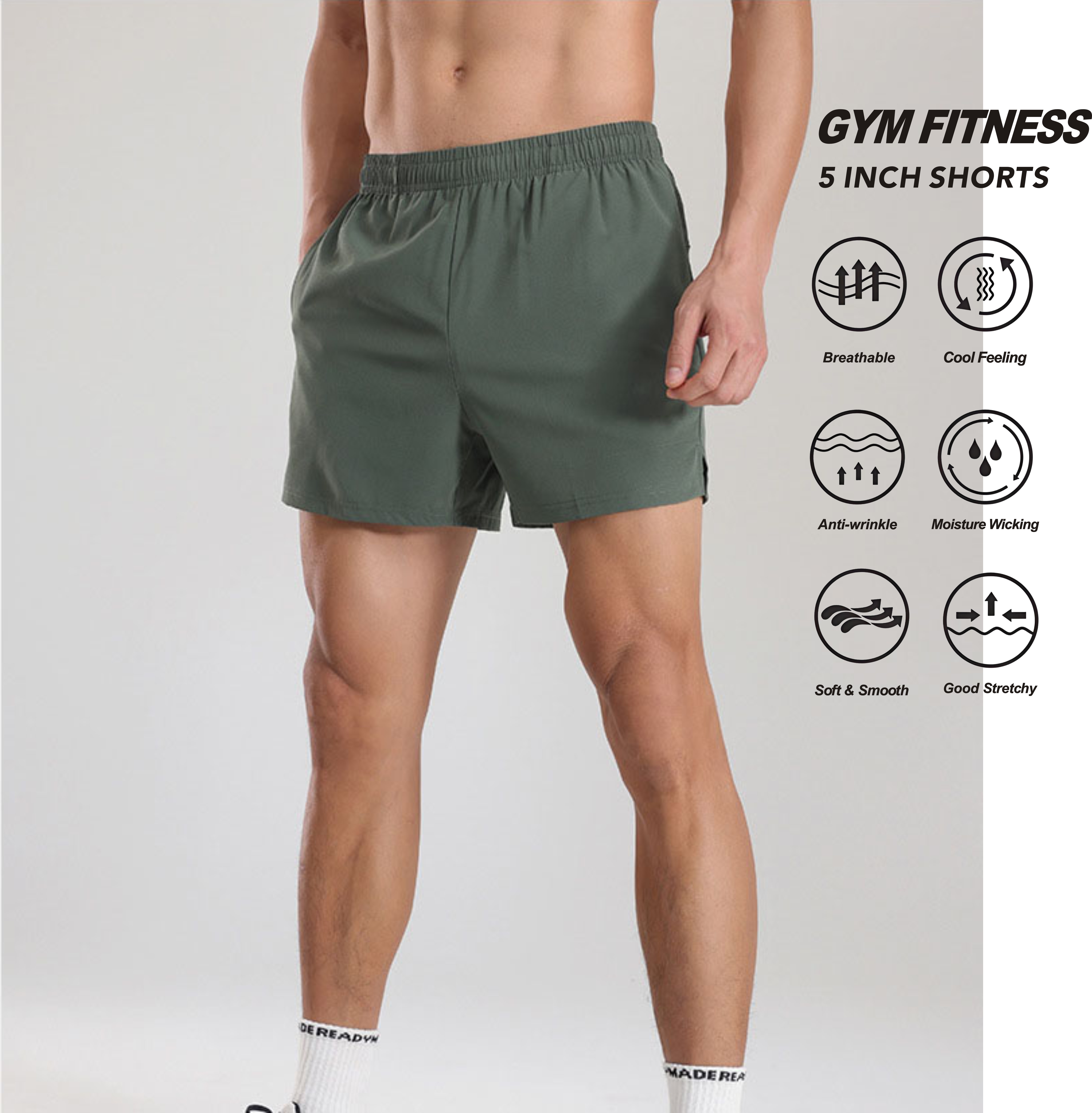 Blank Men Gym Sportswear 5 Inch Shorts With Pockets Summer Quick Dry Training Jogger Fitness Shorts