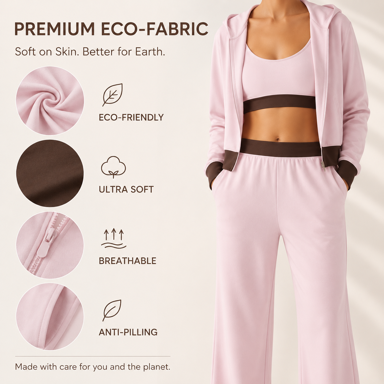 Custom logo Workout Fitness Sports Outfit Contrasting Colors Leisurewear Casual Activewear Recycled Fabric Manufacturer Set