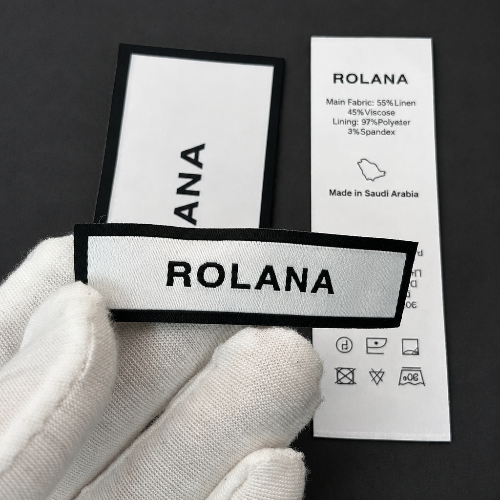 Complete Set Custom Polyester Clothing Tags Woven Laser Cut Labels Hang Tags Care Labels Luxury Garment Branding Kit One Stop