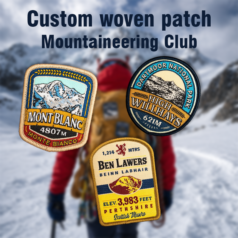 Custom Woven Patches for Outdoor Adventure Teams Logo Mountaineering Club Badges Woven Tags