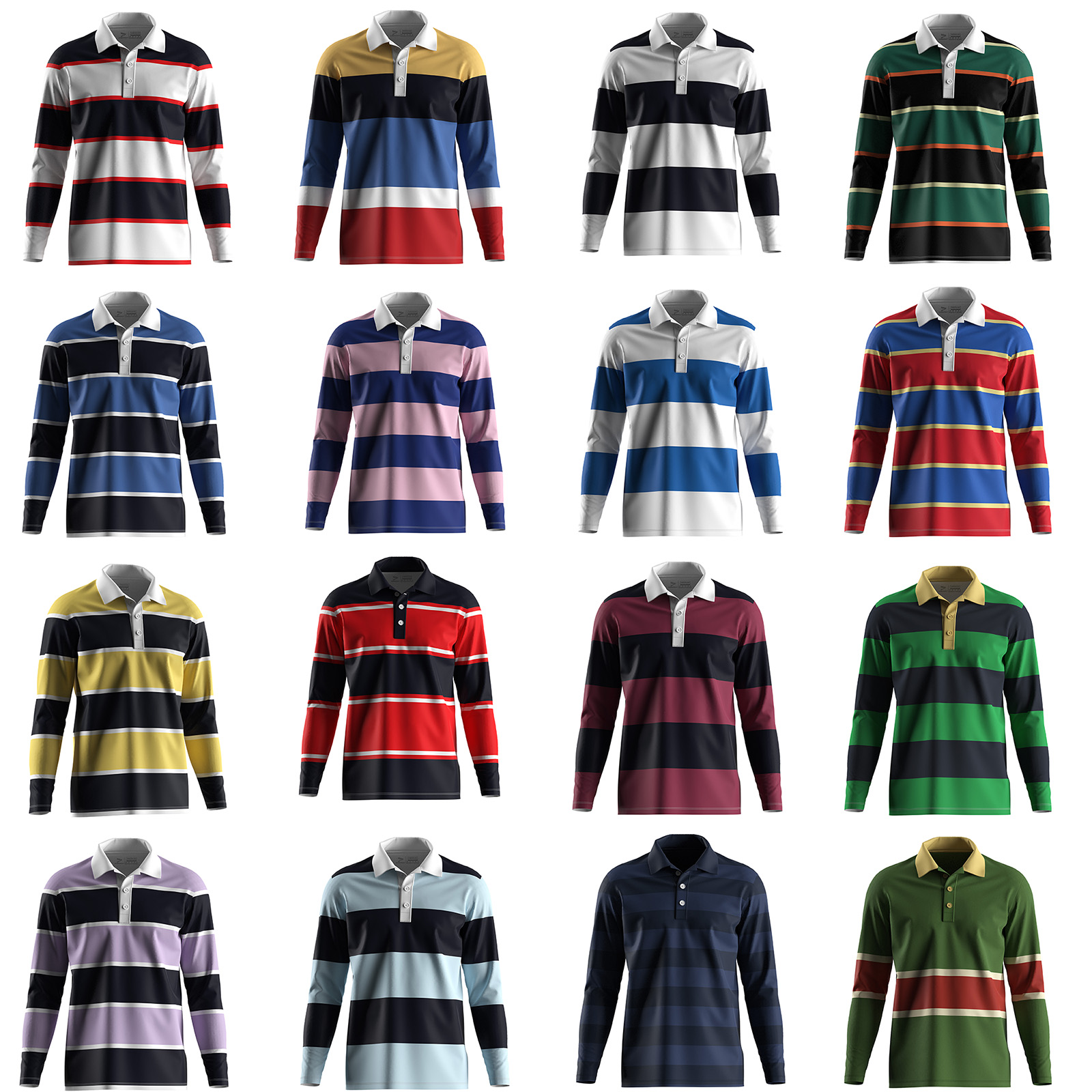 Striped Rugby Polo Shirt With 3-Button Breathable Stretch Reinforced Seams For Sports And Leisure