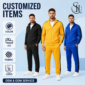 Custom OEM Private Label Men Side Stripe Full Zip Tracksuit Set Retro Athleisure Jogging Suits Team Uniforms 2026 Fall Apparel