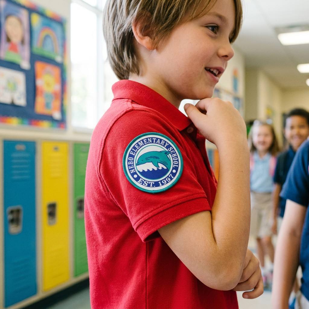 Custom Round Full Embroidered School Badge Patches Iron on Sew on Woven Badges for Uniform Jackets Hats Bags