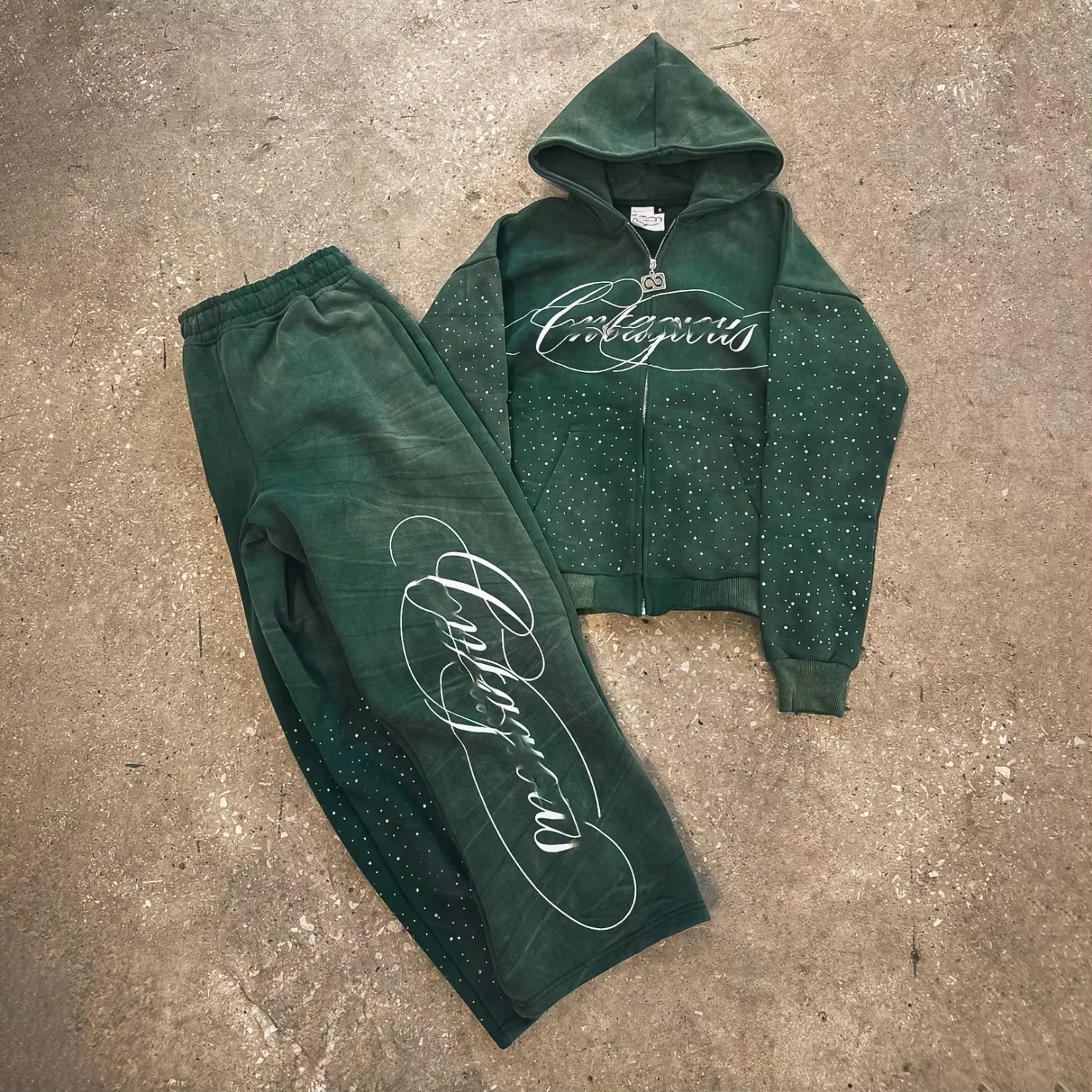 Custom 100% Cotton French Terry Acid Wash Sweat Suits Zip up Sun Faded Tracksuits 2 Piece Sets Hoodie and Sweatpants Jogger Sets