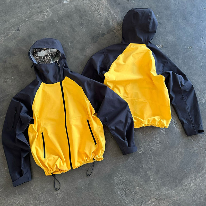 RUIMEI Custom LOGO Print Lightweight Windbreaker Zip up Men's Jackets Nylon Camo Cut and Sew Boxy Waterproof Zipper Jacket Men