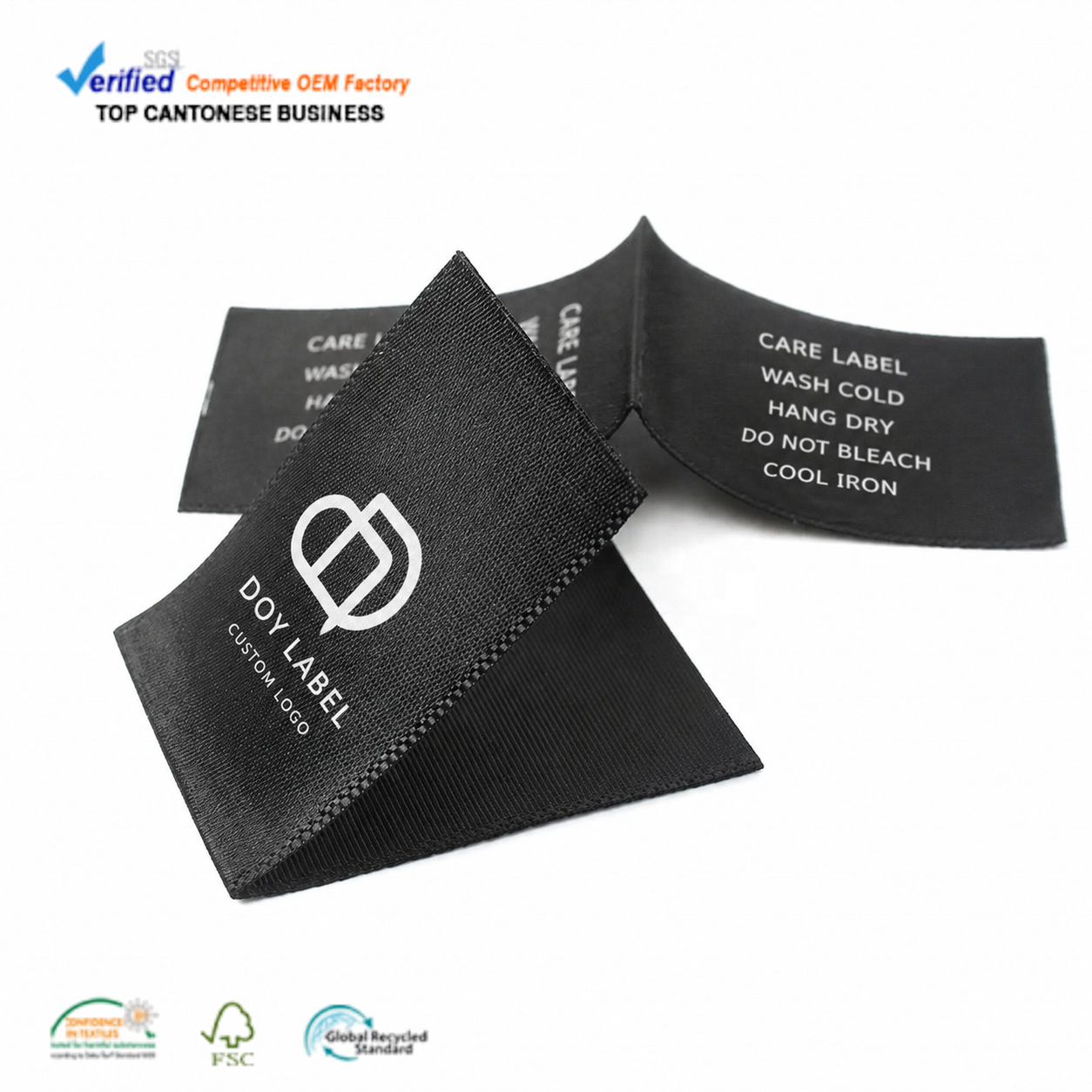 Factory Direct Supply Custom Printed Logo Clothing Satin Care Labels Tags With Wash Instruction