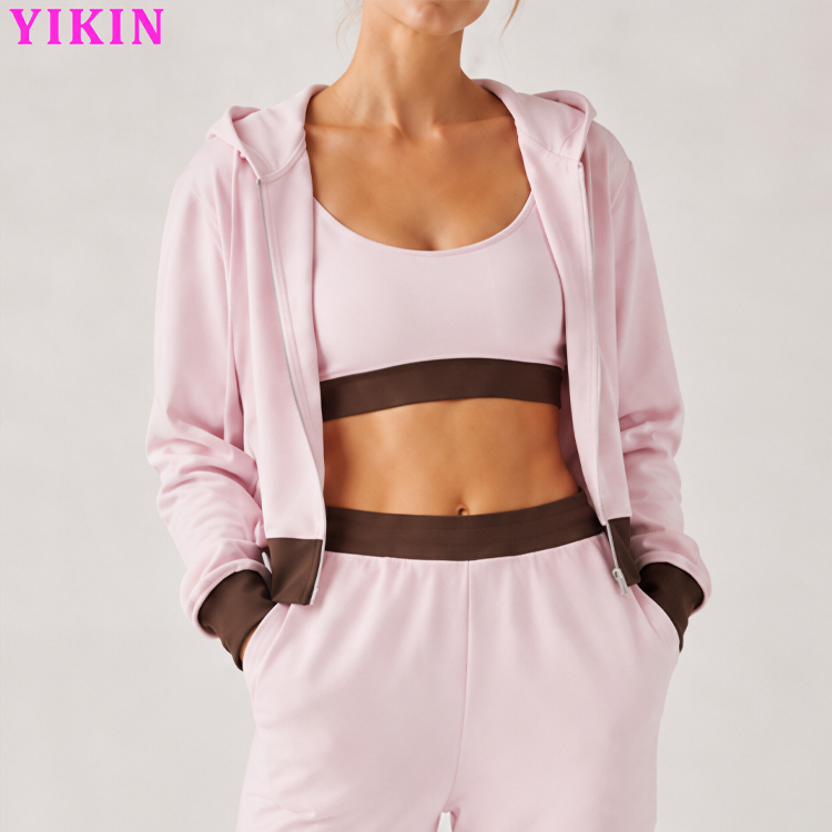 Custom logo Workout Fitness Sports Outfit Contrasting Colors Leisurewear Casual Activewear Recycled Fabric Manufacturer Set